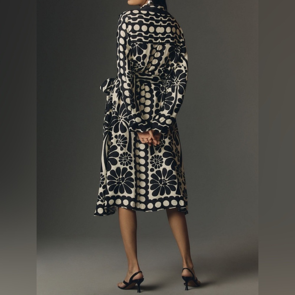 Farm Rio Palermo Long-Sleeve Belted Midi Dress Size XS - Picture 7 of 15